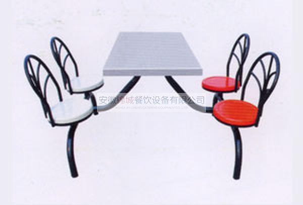 四人圓鋼鐵架旋轉座椅餐桌